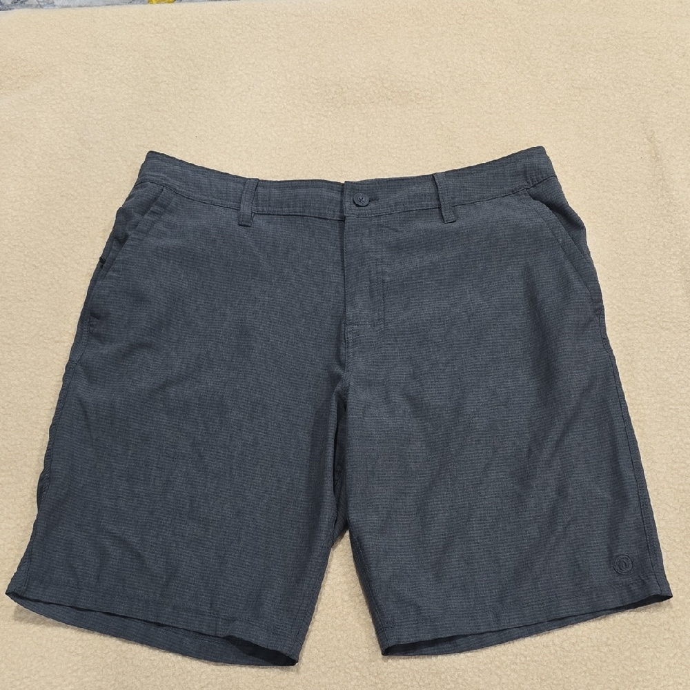 Hang Ten Short Men's Size 36 Gray Flat Front Slash Pocket Drawstring Striped